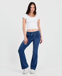 Vanilla Star Juniors' Fleece-Knit Drawstring-Waist Bootcut Jeans