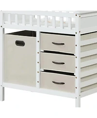 Slickblue Wooden Diaper Changing Table with Fabric Storage Drawers