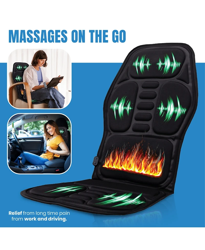 Pursonic Rechargeable Stomach and Back Massager + Shiatsu Massager Chair Mat with Heat