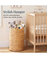 Best Choice Products Scalloped Large Round Laundry Hamper, Handwoven Laundry Basket and Organizer