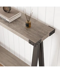 homfan Farmhouse Console Table with 2-Tier Storage, Narrow Entry Table, Metal Frame
