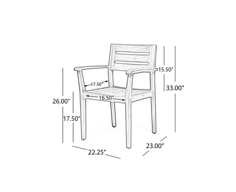 sumyeg Stamford Dining Chairs Set of 2, Acacia Wood Patio Armchairs for Garden or Poolside