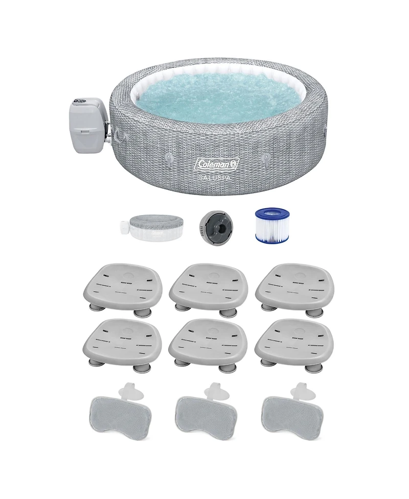 Bestway Coleman Saluspa Sicily AirJet Hot Tub and 6 Saluspa Pool and Spa Seat and 3 Pillows