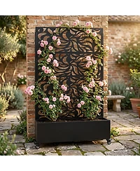 Streamdale Furniture 70.87" Leaf Pattern Privacy Screen with Planter Box