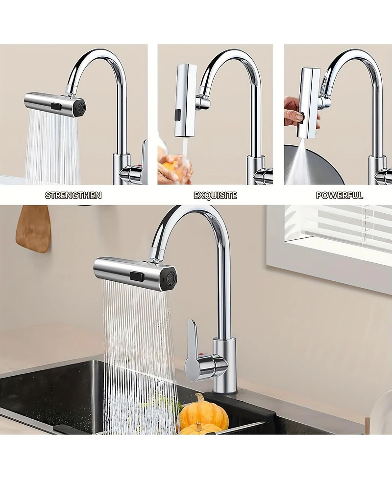 Phying 360 Degree Swivel Touch Controlled Waterfall Faucet 3 in 1 Large Kitchen Sink Extender Modern Contemporary Zinc Alloy Faucet with Chrome Finish