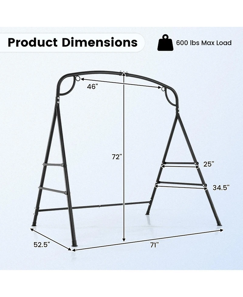 Gouun Outdoor Heavy-Duty Metal Hammock and Porch Swing Stand with 4 Support Bars, 660 lb Capacity
