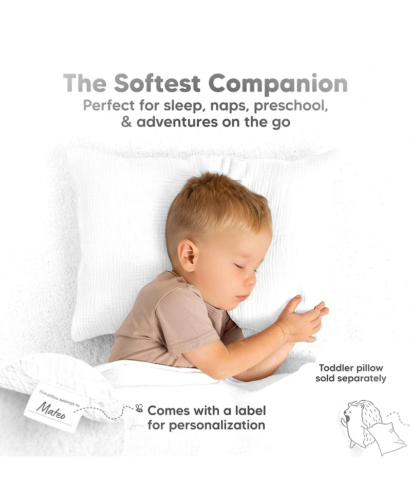 KeaBabies Lyra Muslin Toddler Pillowcases 13x18, 2-Pack Organic Cotton for Sleep & Travel