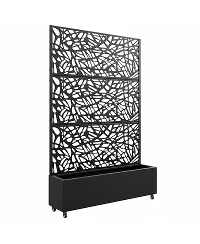 Streamdale Furniture 70.87" Leaf Pattern Privacy Screen with Planter Box
