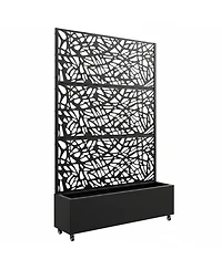 Streamdale Furniture 70.87" Leaf Pattern Privacy Screen with Planter Box