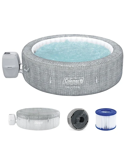 Coleman Sicily AirJet Round Inflatable Hot Tub with EnergySense Cover, Grey