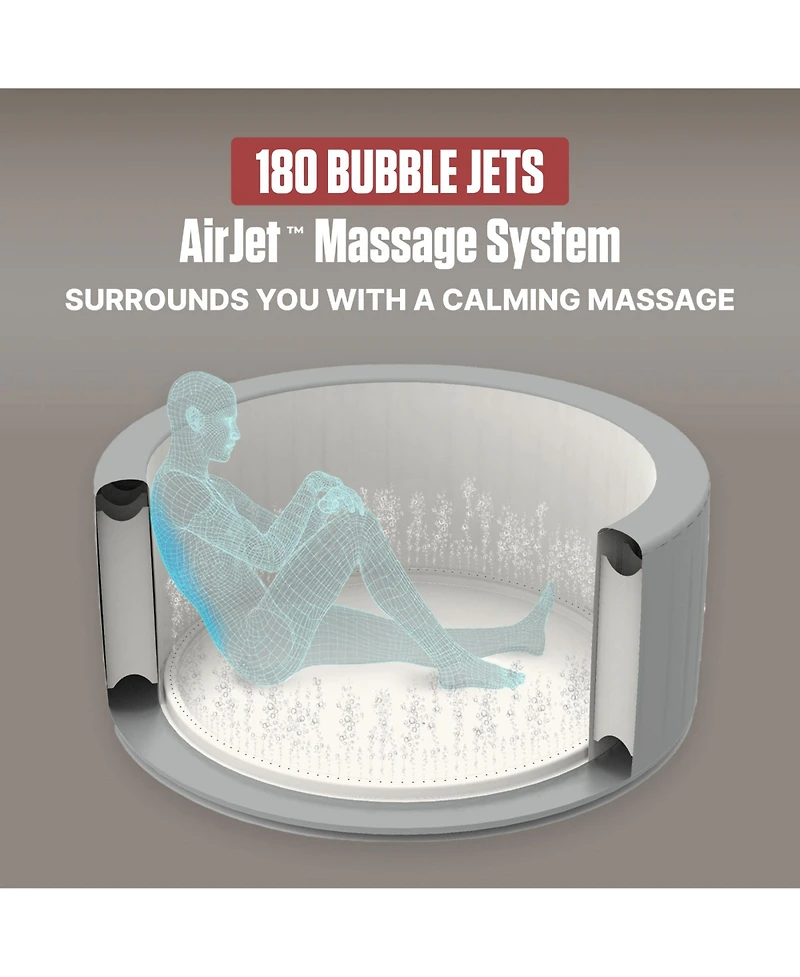 Coleman Sicily AirJet Round Inflatable Hot Tub with EnergySense Cover, Grey