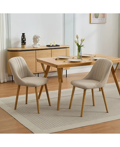 homfan Modern Fabric Upholstered Dining Chairs Set of 2, Mid-Century Kitchen Side