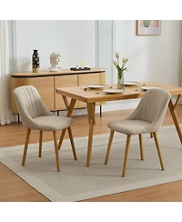 homfan Modern Fabric Upholstered Dining Chairs Set of 2, Mid-Century Kitchen Side