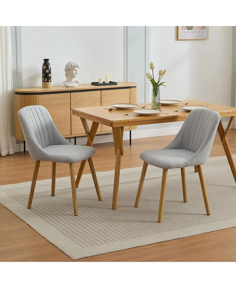 homfan Modern Fabric Upholstered Dining Chairs Set of 2, Mid-Century Kitchen Side Chairs