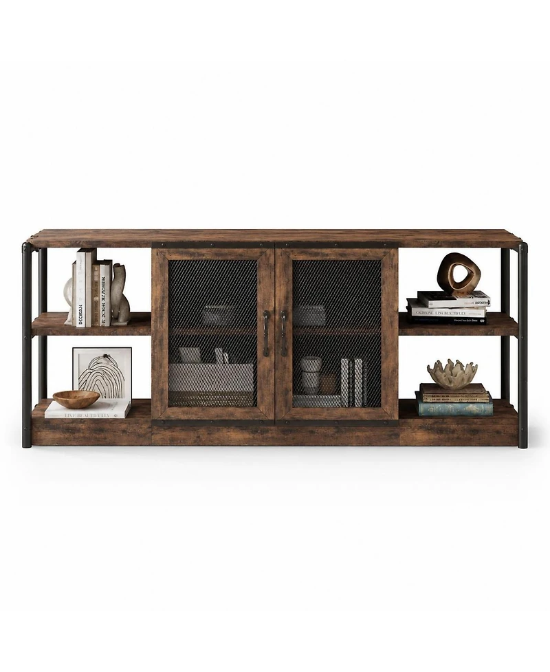 homfan Tv Stand for 65-75 Inch TVs, Farmhouse Industrial Entertainment Center with Storage Cabinet, Media Console for Living Room, Bedroom
