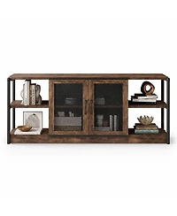 homfan Tv Stand for 65-75 Inch TVs, Farmhouse Industrial Entertainment Center with Storage Cabinet, Media Console for Living Room, Bedroom