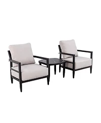 Asagikoiai 3-Piece Outdoor Aluminum Club Chair Set with Sintered Stone Table and Sunbrella Cushions