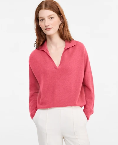 Charter Club Women's Johnny-Collar Cashmere Long-Sleeve Sweater, Macy's Exclusive
