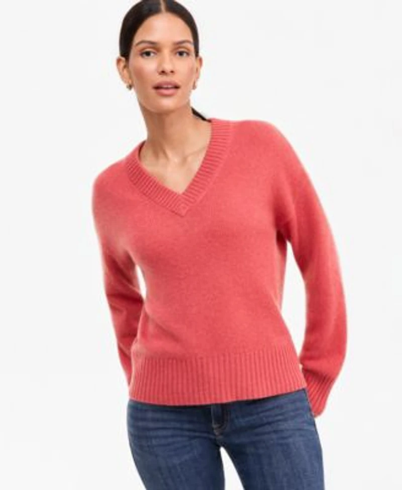 Charter Club Womens 100 Cashmere V Neck Relaxed Sweater Macys Exclusive