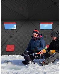 homfan Ice Fishing Shelter, 210D Quilted Fabric Insulated Pop-Up Tent, Portable Winter Hub
