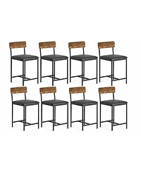 gaomon set of 8 bar stools, counter height upholstered chairs with backrest, footrest, and sturdy 350 lb steel frame for kitchen or dining.
