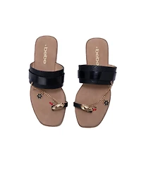 bebe Women s Thong Sandals with Charm Chain Detail Flat Slip-On Summer