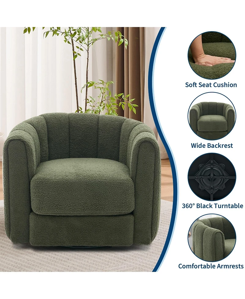 homfan Modern 360 degrees Swivel Barrel Accent Chair Set of 2 Soft Stuffed Fabric Striped Backrest Lounge Chair for Living Room Bedroom Reading Nook