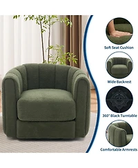 homfan Modern 360 degrees Swivel Barrel Accent Chair Set of 2 Soft Stuffed Fabric Striped Backrest Lounge Chair for Living Room Bedroom Reading Nook