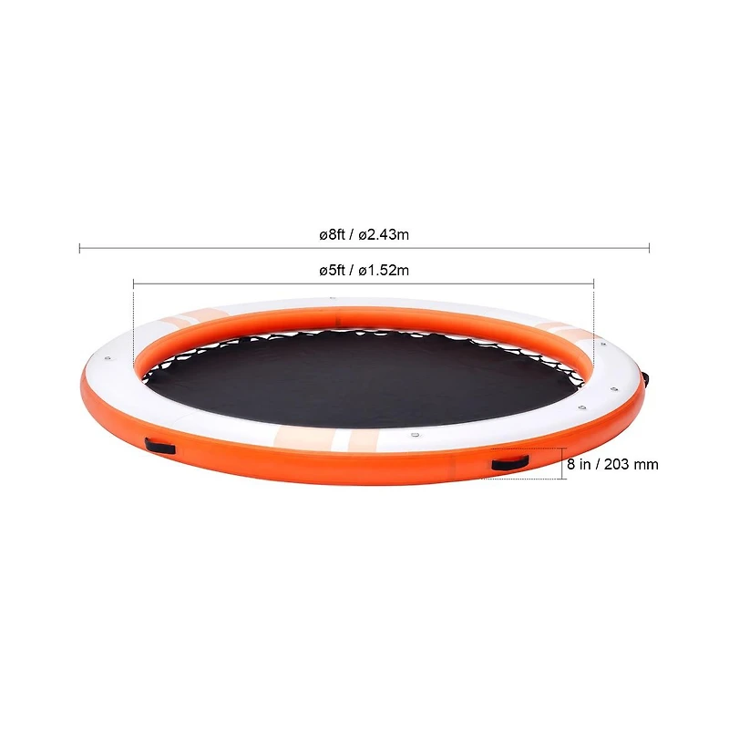 Sugift Inflatable Floating Dock 8 ft Round with 5 ft Trampoline Mesh Pool and Ladder