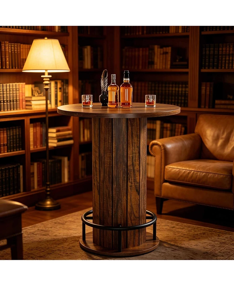 gaomon Round Bar Table, for Dining Coffee Cocktail Living Room, Small Space