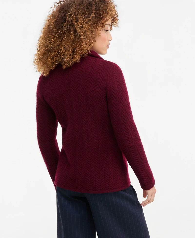 Charter Club Petite Herringbone-Stitch Button-Front Cashmere Jacket, Exclusively at Macy's