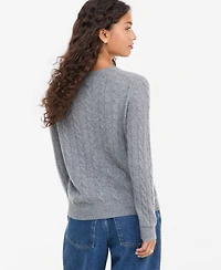 Charter Club Petite Cashmere Cable-Knit Crewneck Long-Sleeve Sweater, Macy's Exclusive