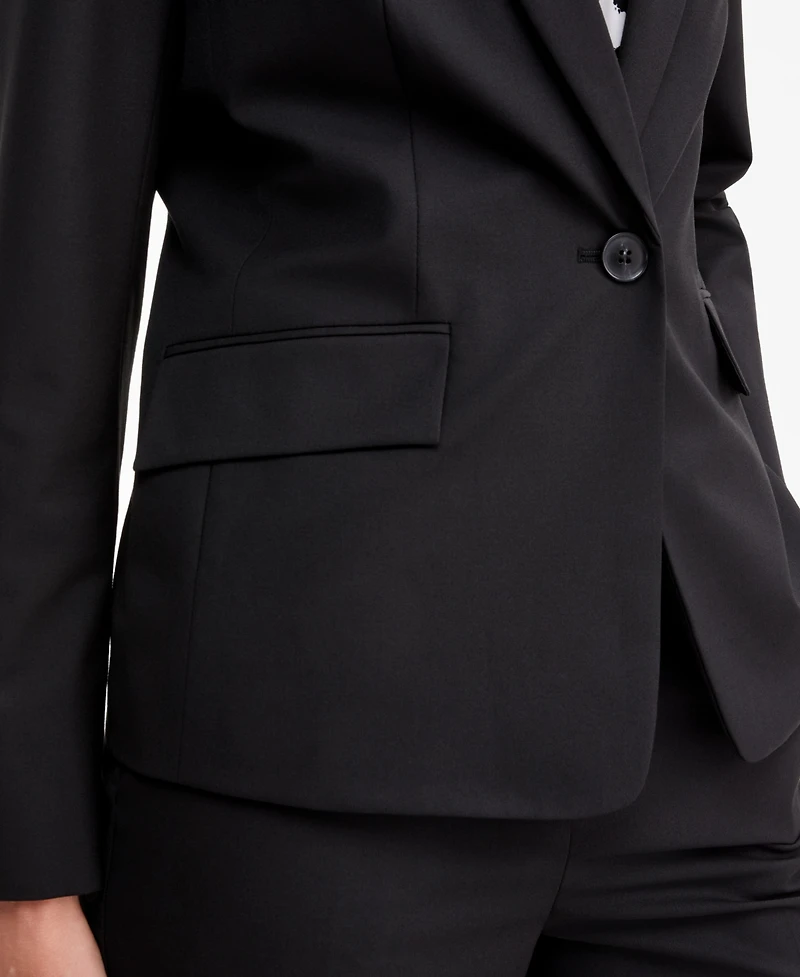 Kasper Petite One-Button Notched Collar Blazer