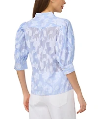 CeCe Women's Open Collar Striped Top