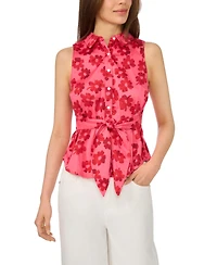 CeCe Women's Sleeveless Polo Button-Down Top