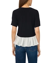 CeCe Women's Short-Sleeve Pleated Hem Top