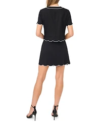 CeCe Women's Short-Sleeve Contrast Scallop Jacket