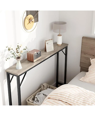 homfan 5.9" Narrow Sofa Table, Skinny Console Table with Storage, Slim Behind Couch Table for Living Room Entryway
