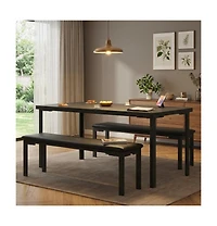 gaomon 3-Piece Dining Set for 4 with Upholstered Benches, Rectangular Table