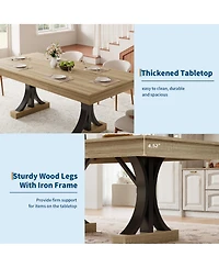 gaomon Industrial Kitchen Dining Table for 6-8 with 2 Drawers, Double Pedestal, for Kitchen