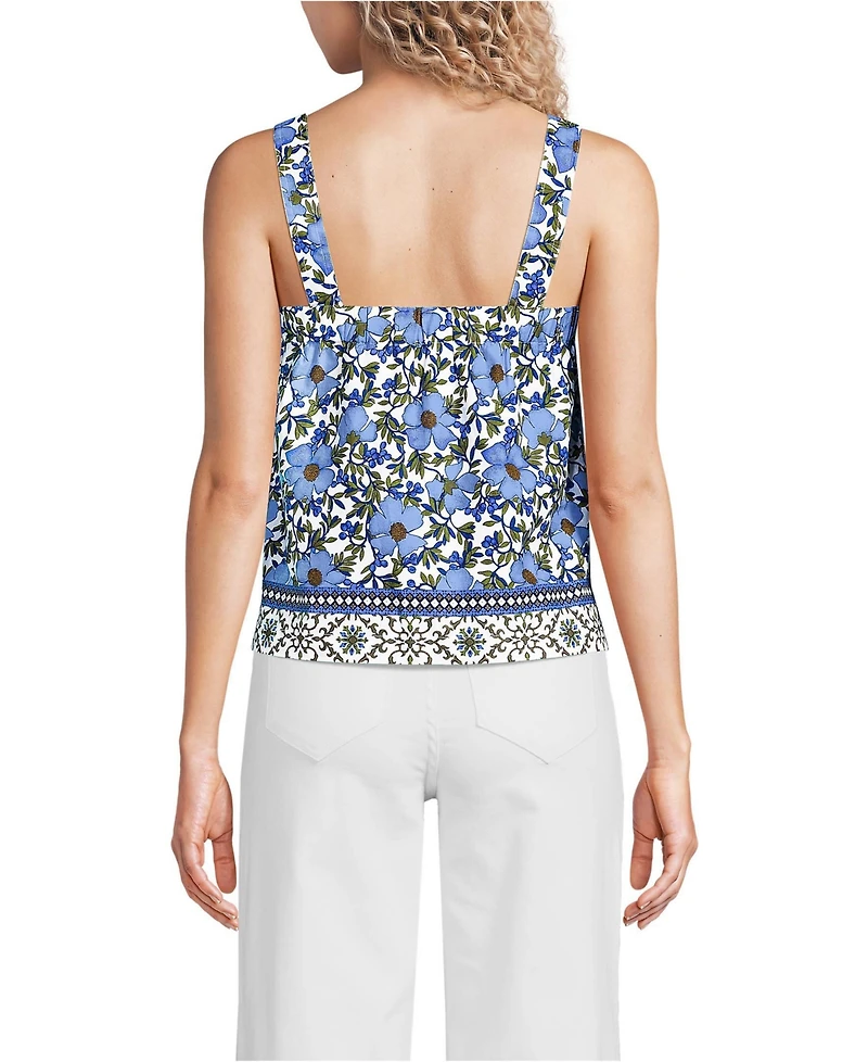 Lands' End Women's Poplin Square Neck Sleeveless Shell