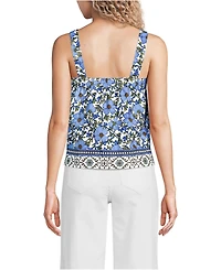 Lands' End Women's Poplin Square Neck Sleeveless Shell