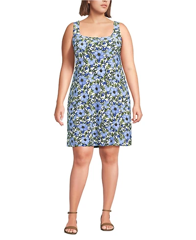 Lands' End Plus Silky Knit Mini Shift Dress
