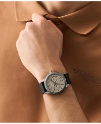 Aston Martin F1 Men's Quartz Gunmetal Guilloche Silicone Strap Watch 42mm