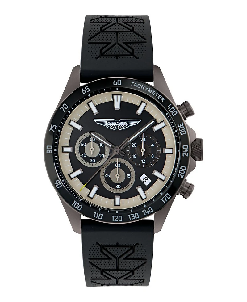 Aston Martin F1 Men's Quartz Gunmetal Silicone Strap Watch 44mm