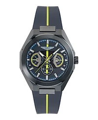Aston Martin F1 Men's Quartz Gunmetal Guilloche Silicone Strap Watch 42mm