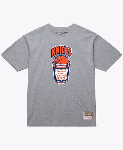 Mitchell Ness Men's Heather Gray New York Knicks Coffee Cup T-Shirt