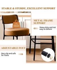 Dyhome 24 inches Bar Stools Set of 3, Counter Height with Leather Pad Wood Back