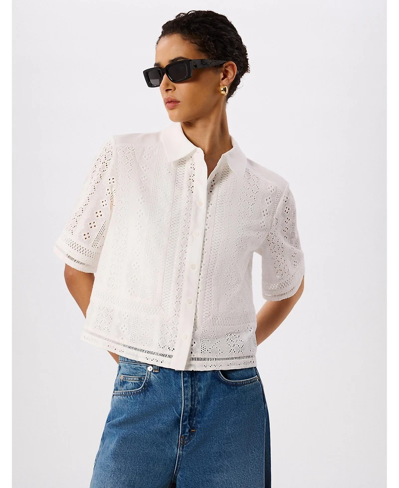 Whistles Women's Broderie Cotton Shirt