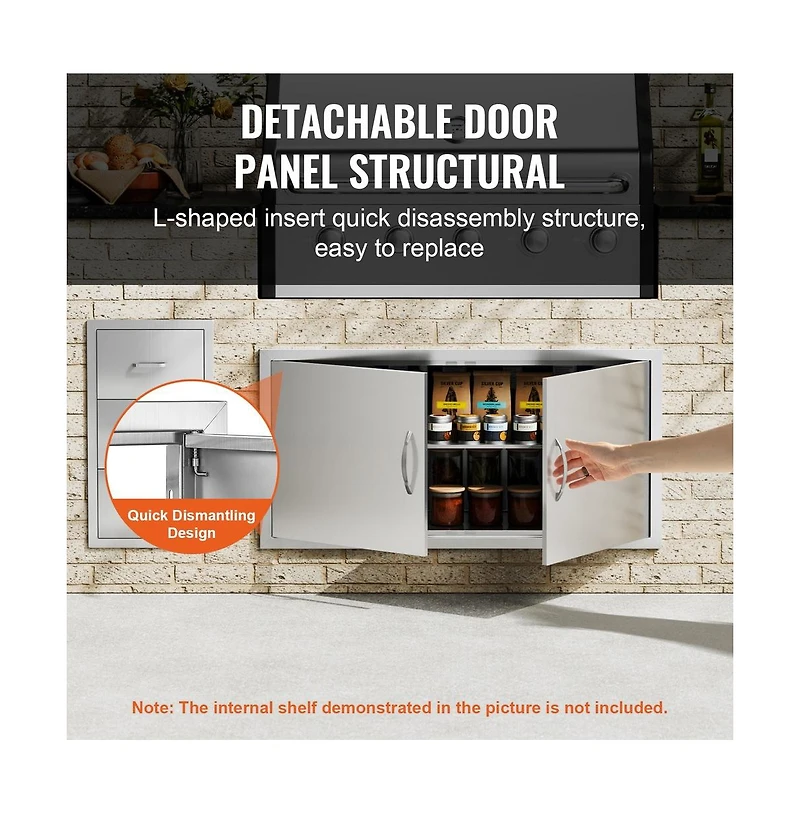 Sugift Bbq Access Door in Double Stainless Steel Flush Mount